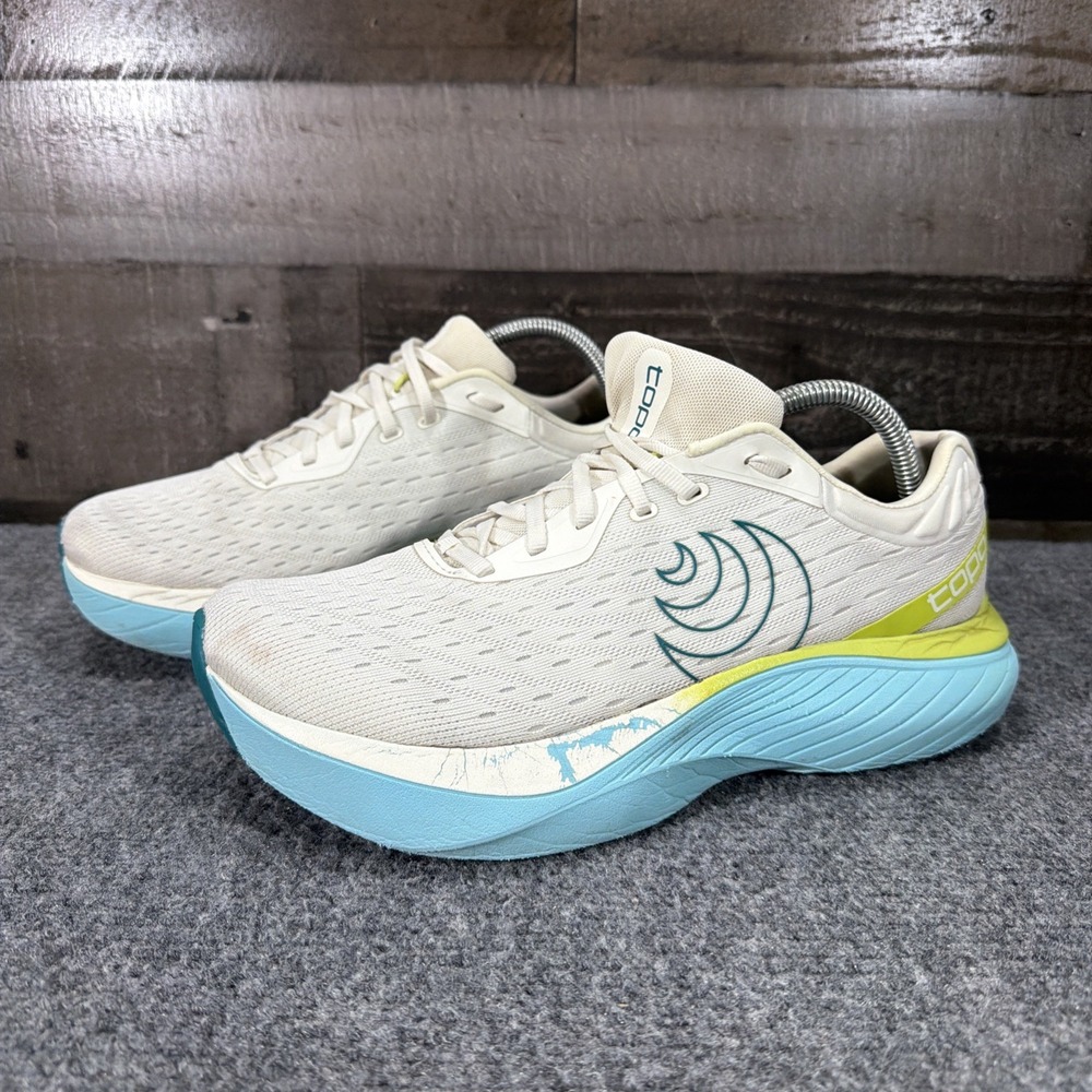 Topo Athletic Atmos Mens Size 9.5 Running Shoes Road Training White Green Teal